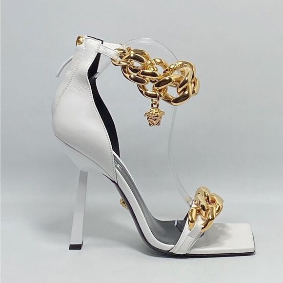 Versace Chain & Leather High-Heel Sandals size 39 - Picture 10 of 13
